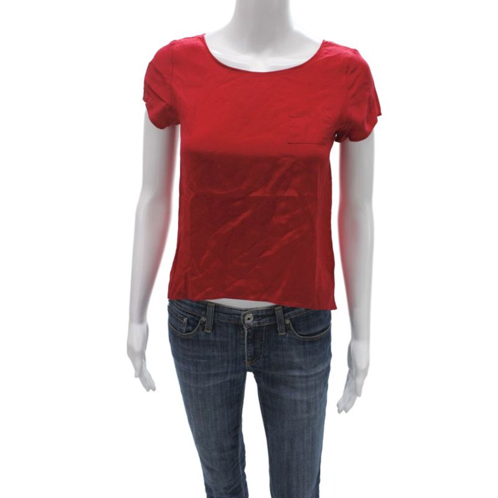 Gryphon New York Womens Silk Basic Round Neck Short Sleeve Blouse Size S